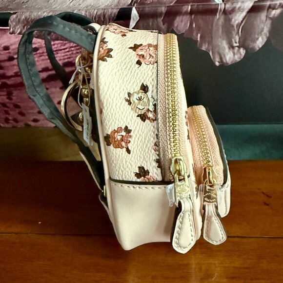 NEW COACH Mini Court Backpack Bag Charm With Rosette Print NWT - Picture 5 of 9